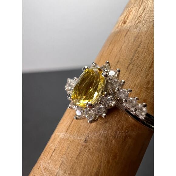 NEW Sunfire beryl and zircon ring in platinum over sterling silver size 6 - Picture 6 of 11